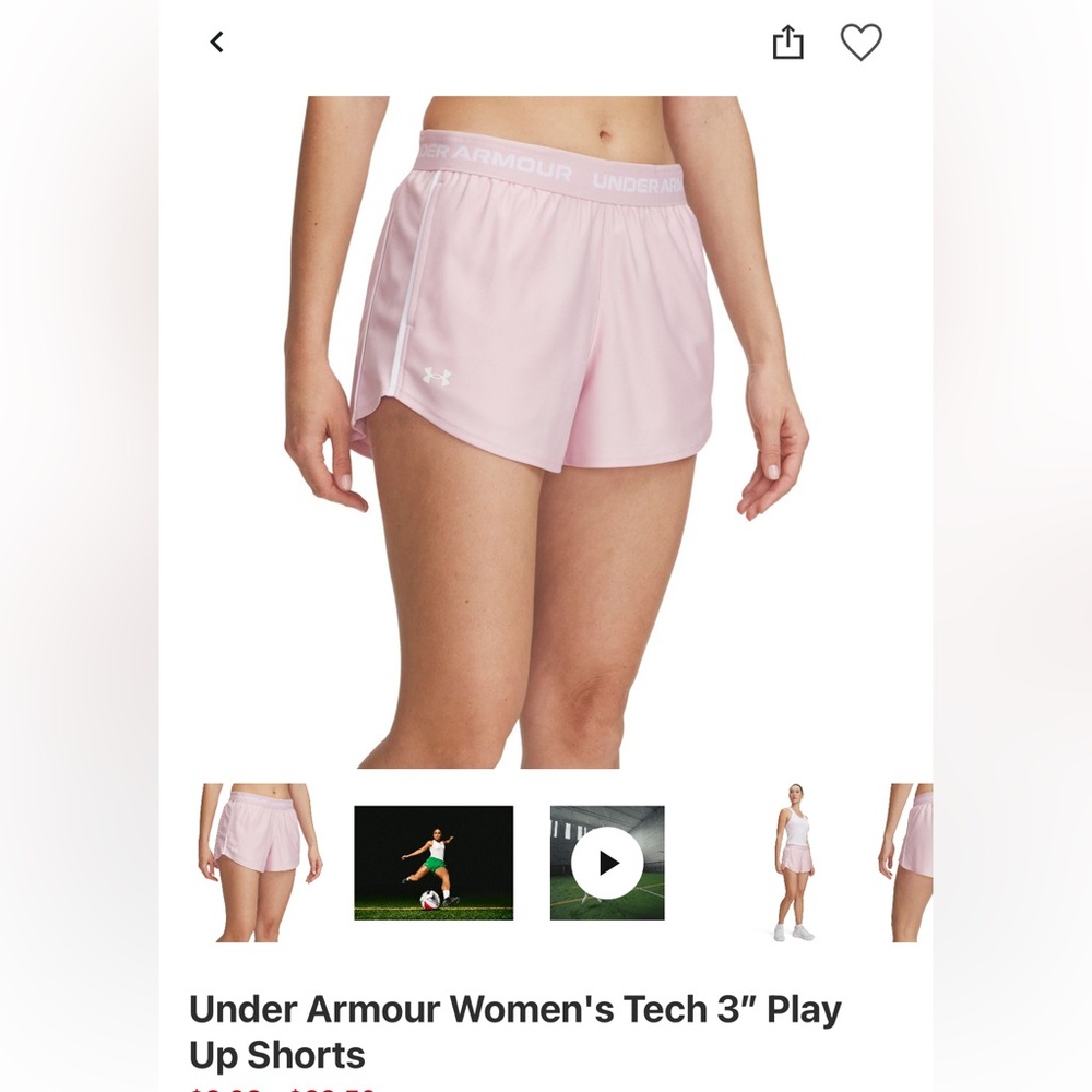 Under Armour Women's Light Pink Athletic Shorts and Tech Crew Shirt
